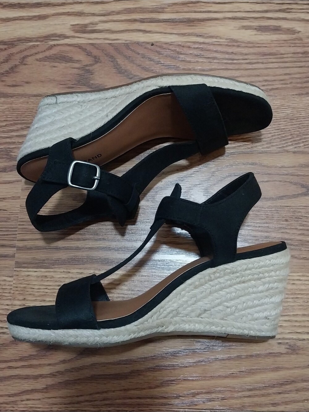Lucky Brand Espadrille Wedge Sandals Women Size 8 Black Ankle Strap Sandal